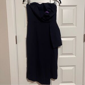 Elegant Strapless Navy Dress
